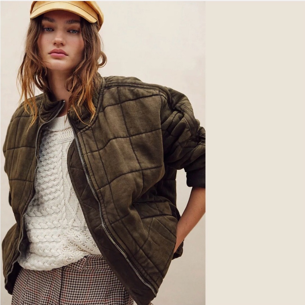 Free People Dolman Quilted Denim Jacket da